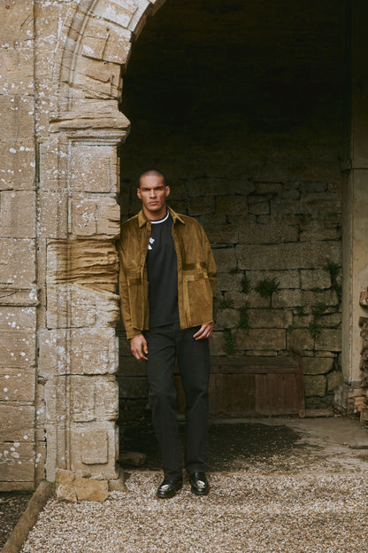 Afeard Stour corduroy overshirt in drab green