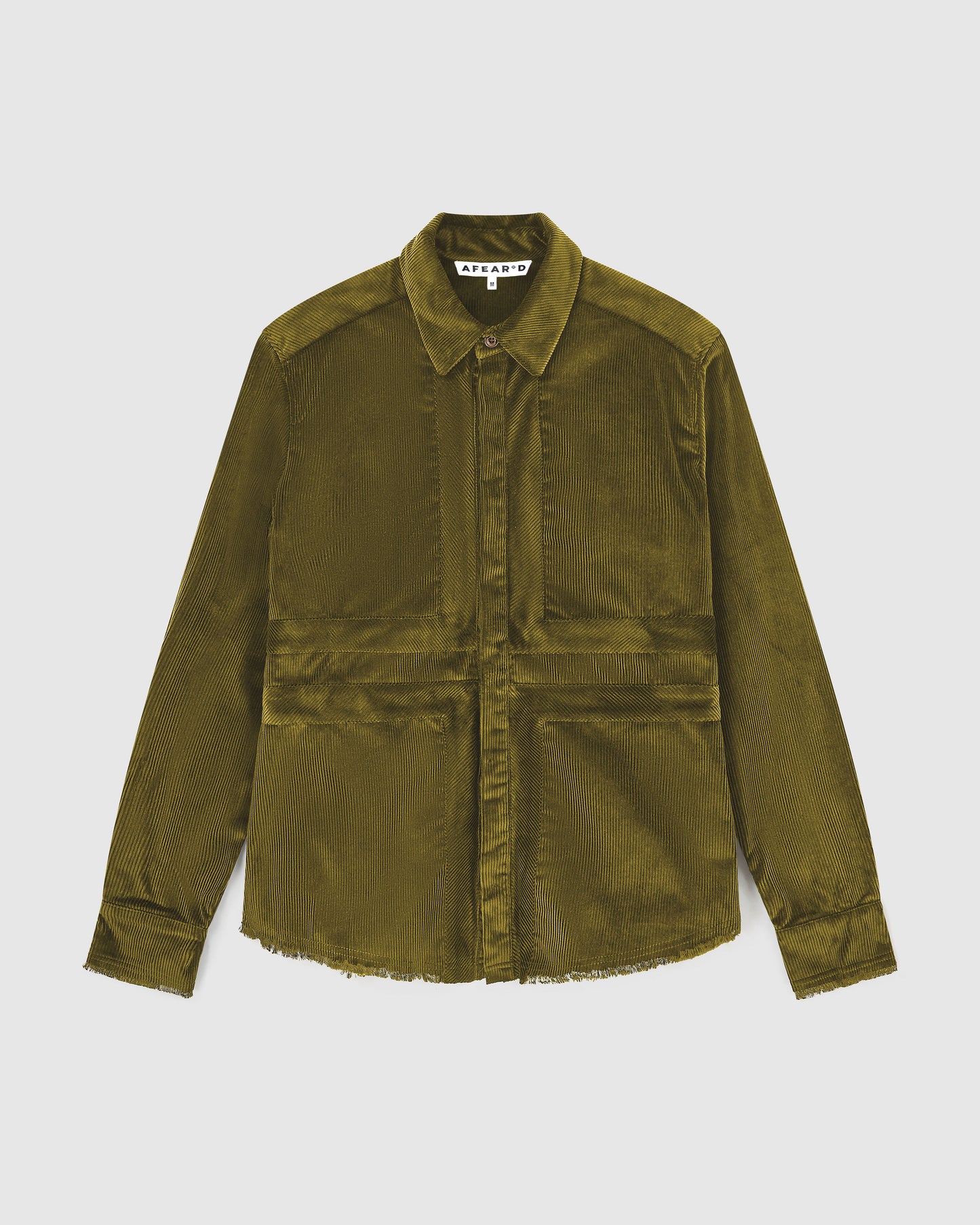 Afeard Stour corduroy overshirt in drab green