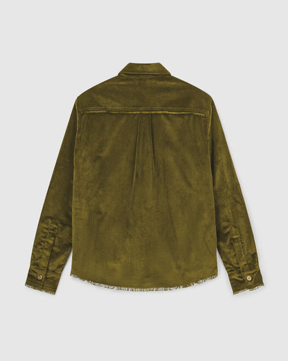 Afeard Stour corduroy overshirt in drab green